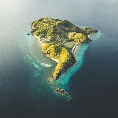 An aerial view of apo island philippines